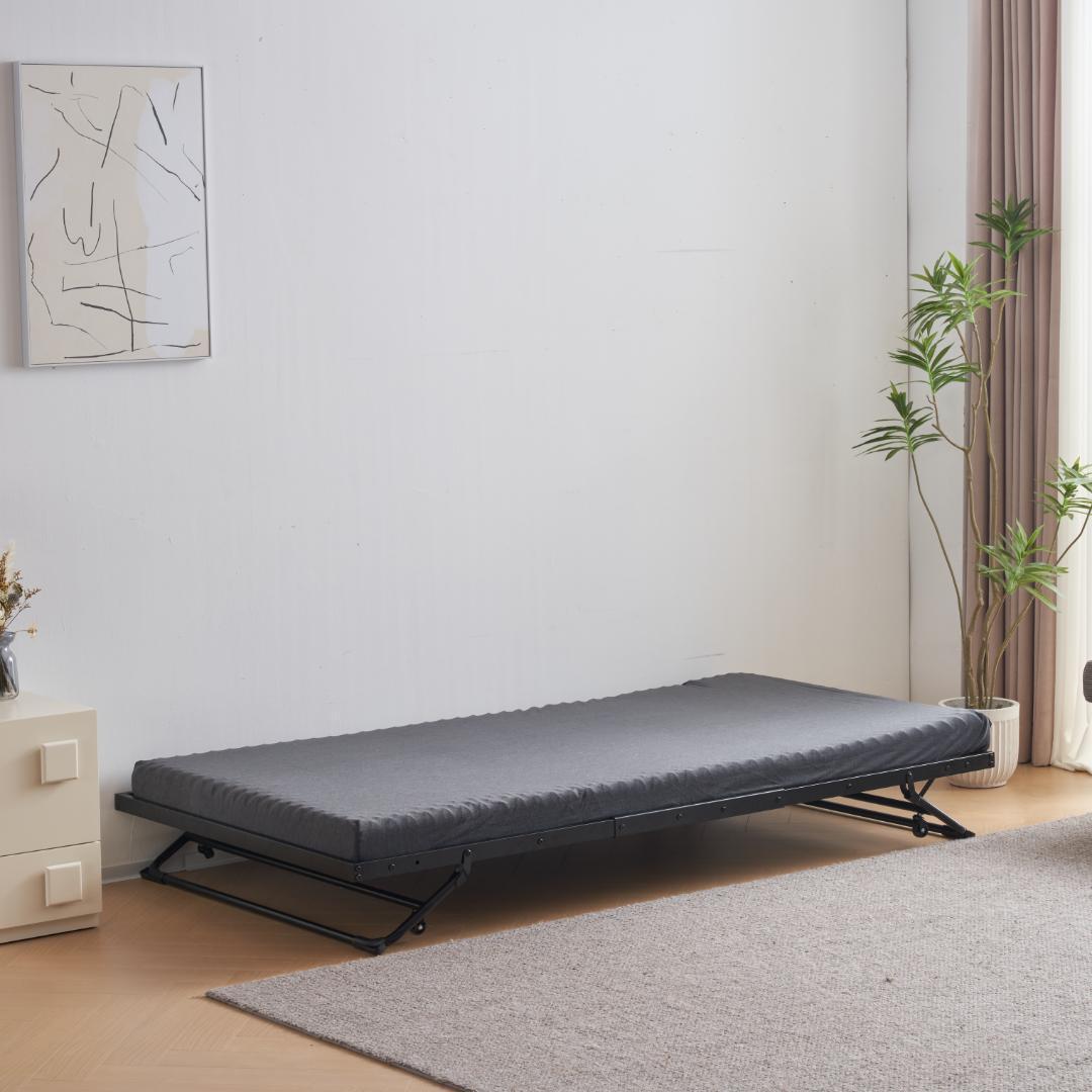 【マットレス付】 パイプベッド折りたたみベッド ベッド 下収納 耐荷重120kg