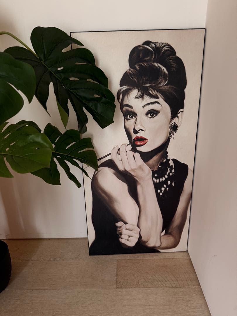 オードリー・ヘプバーン イラスト 大判 woodprint ドリーイラスト