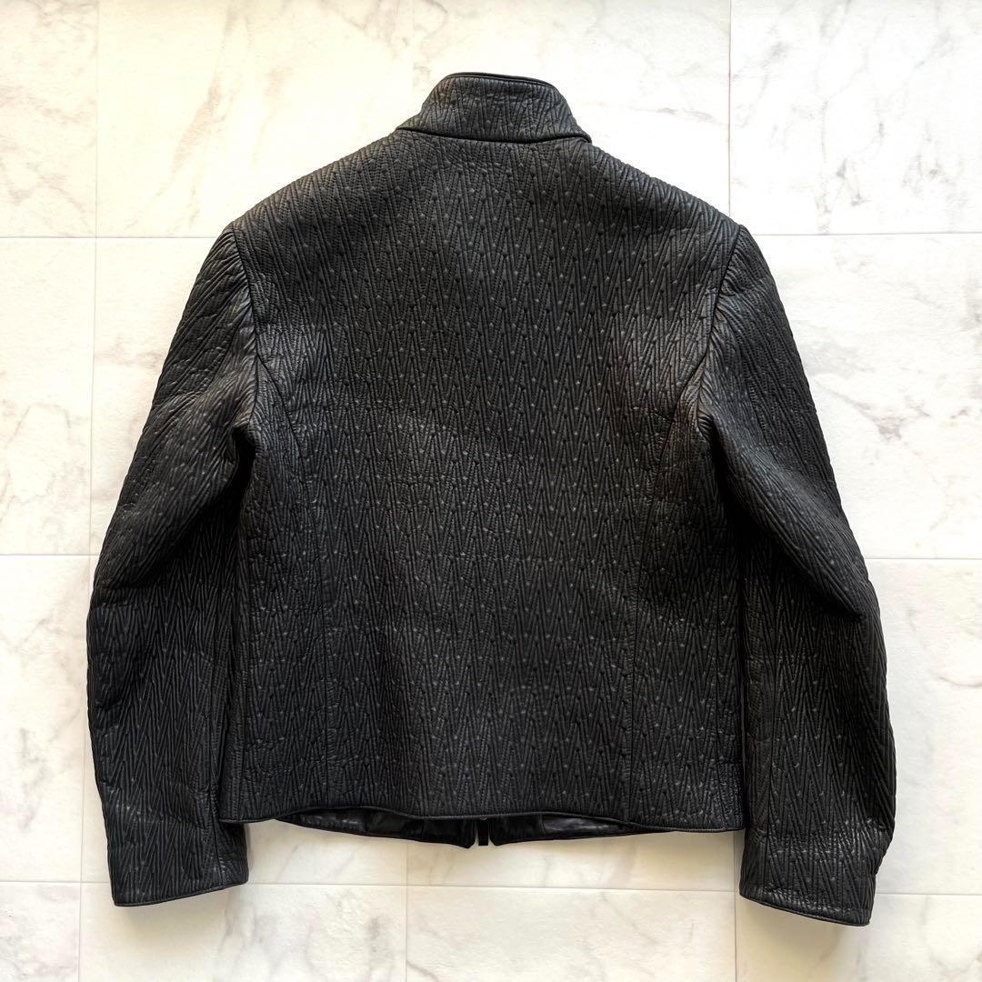 極美品 アルマーニコレツィオーニ キルティング ラムレザー ブルゾン