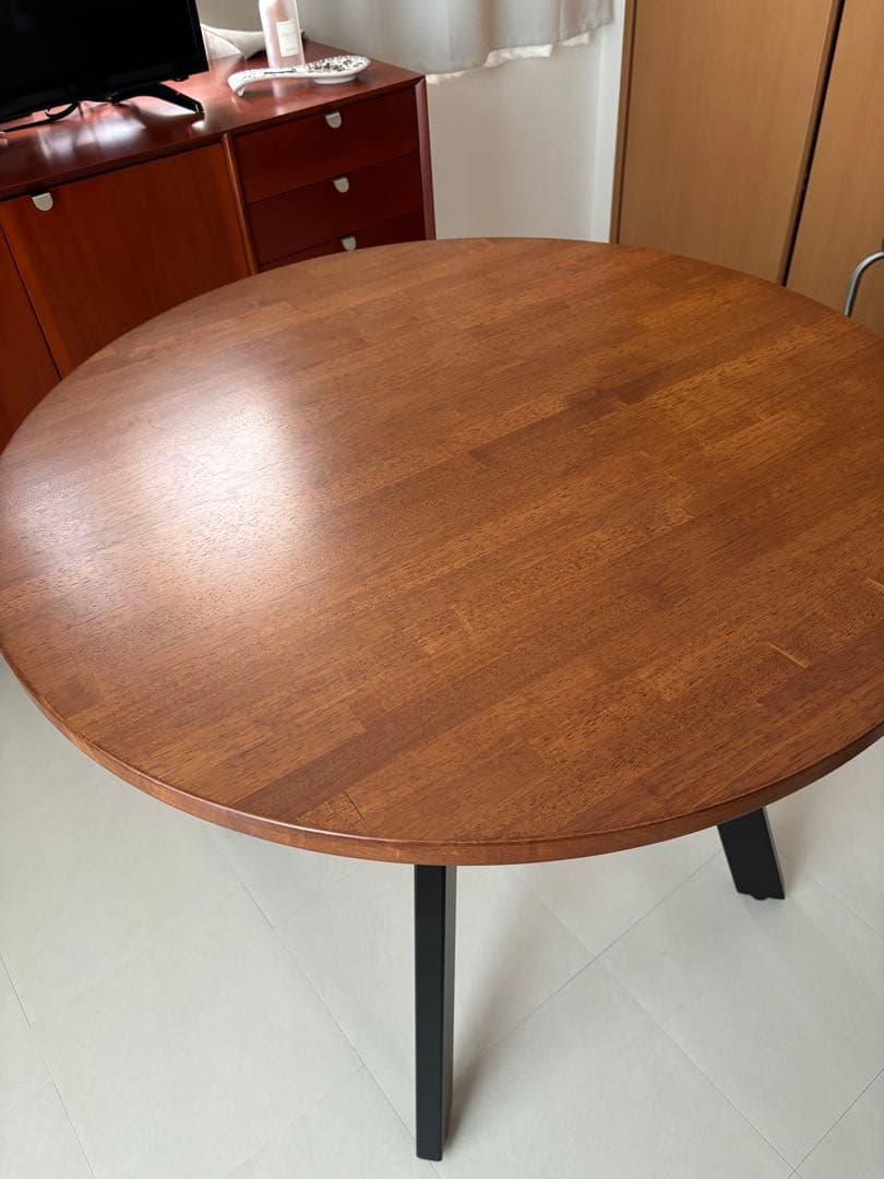 【もり】kanademono カフェテーブル　ブラックスチール脚