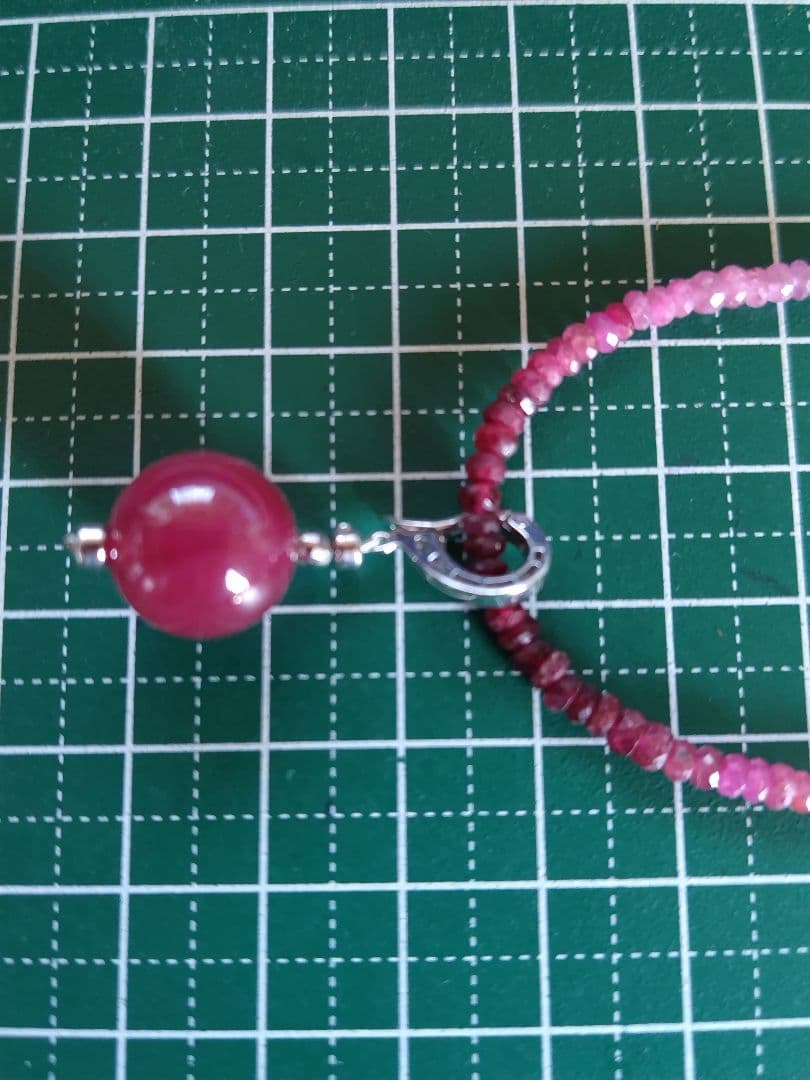 鑑別書】ルビー(処理石) トップ付き、ルビーのネックレス