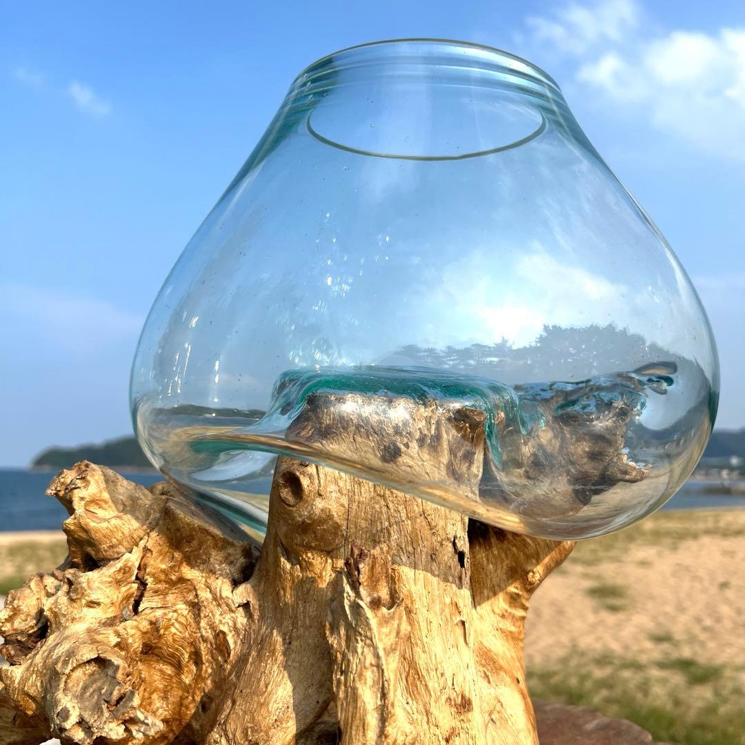 流木ガラスオブジェ特大G 花瓶 金魚鉢 テラリウム フラワーポット 水槽