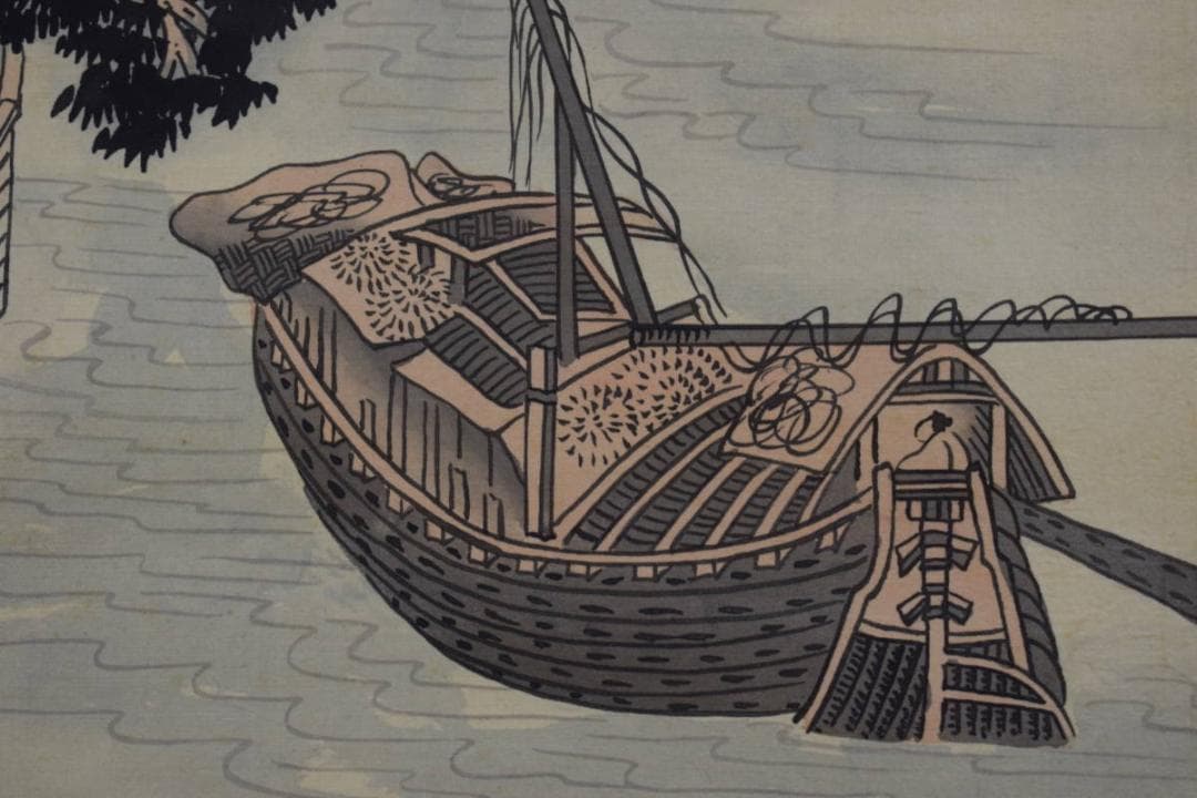 複製】作者不詳/寒山寺風景画賛/工芸品/掛軸☆宝船☆Y-229 JM