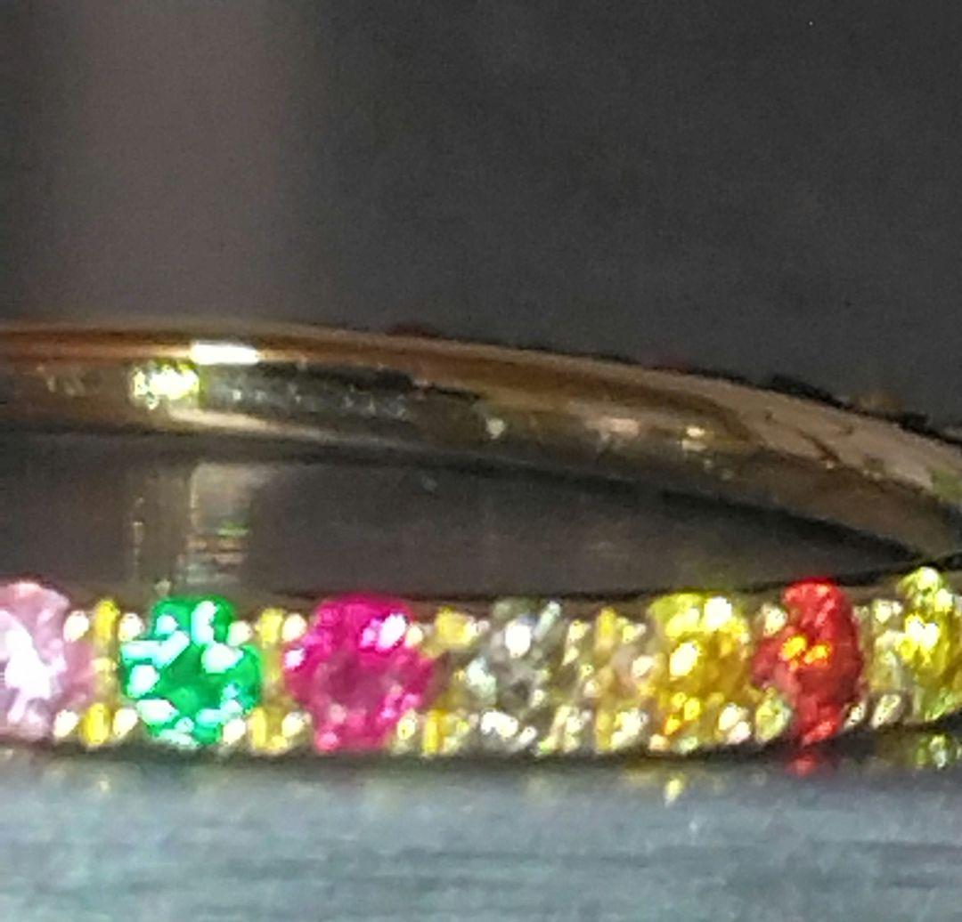 K18ゴールド ダイヤモンド&マルチカラー宝石 エタニティリング