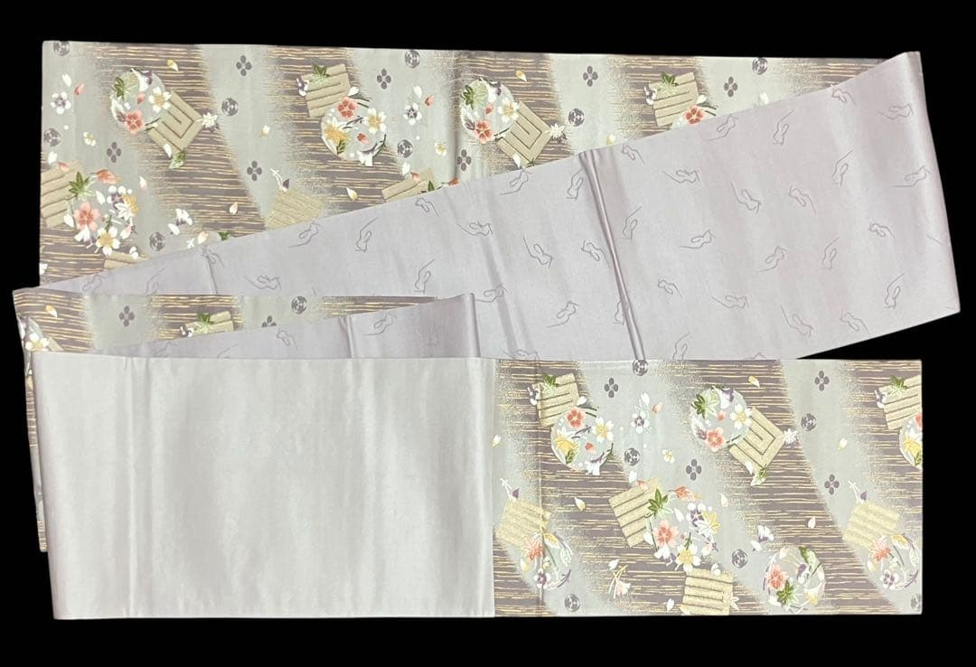 坂東三津五郎 袋帯 六通柄 正絹 源氏香 吹き寄せ 春秋 桜 未使用 イ