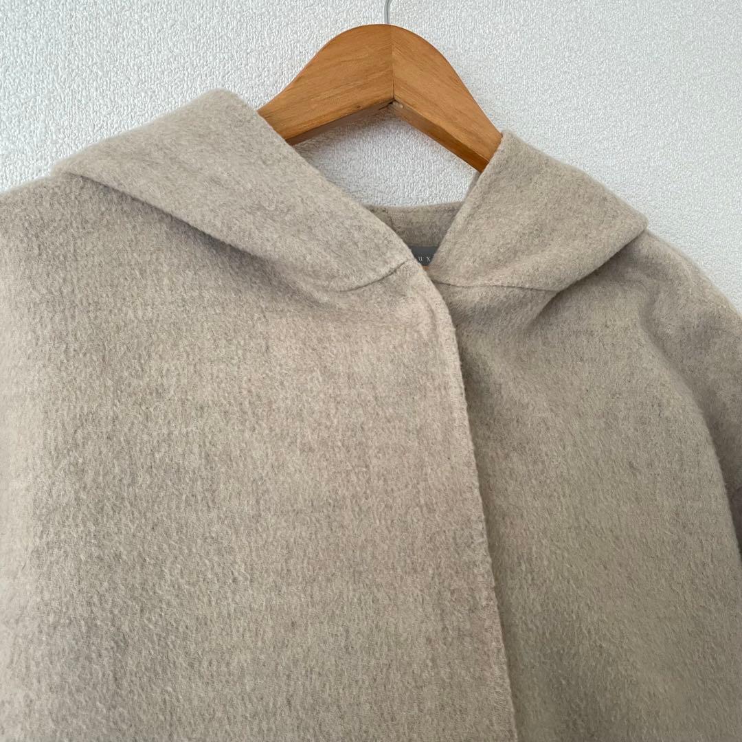 セオリーリュクス カシミヤ混 リバーコート ダブルフェイス フード