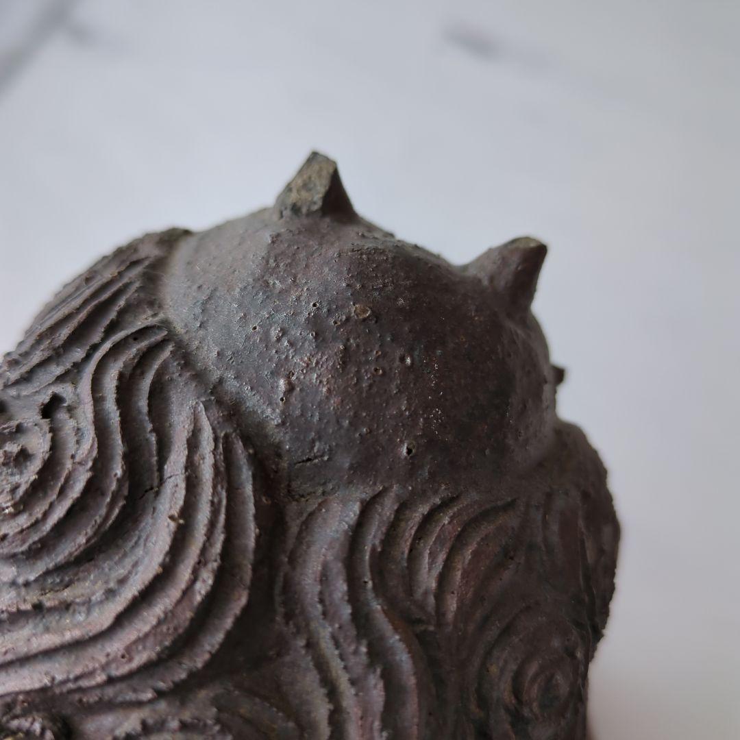 村秀鬼瓦工房】鬼もひるね 金棒 鬼の置物 安田瓦 装飾瓦 新潟県 工芸品