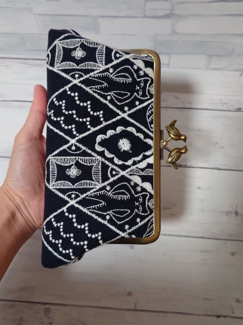 小鳥【navy】symphony 長財布 ミナペルホネン 親子がま口