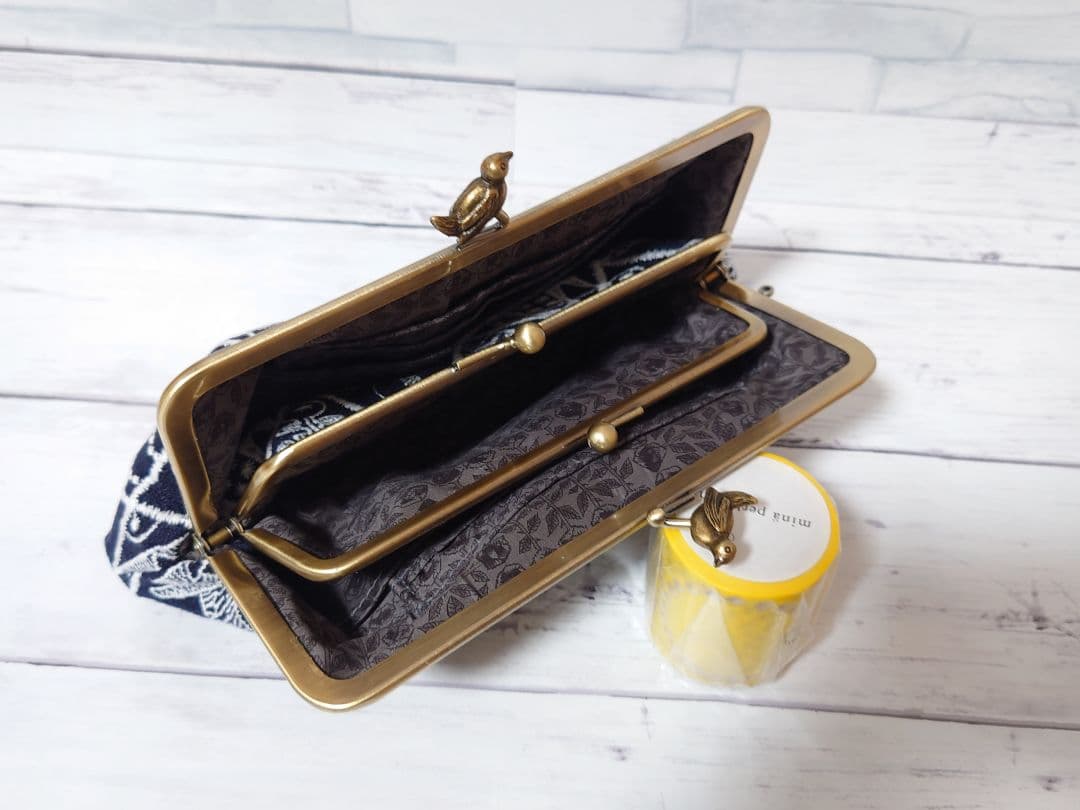 小鳥【navy】symphony 長財布 ミナペルホネン 親子がま口