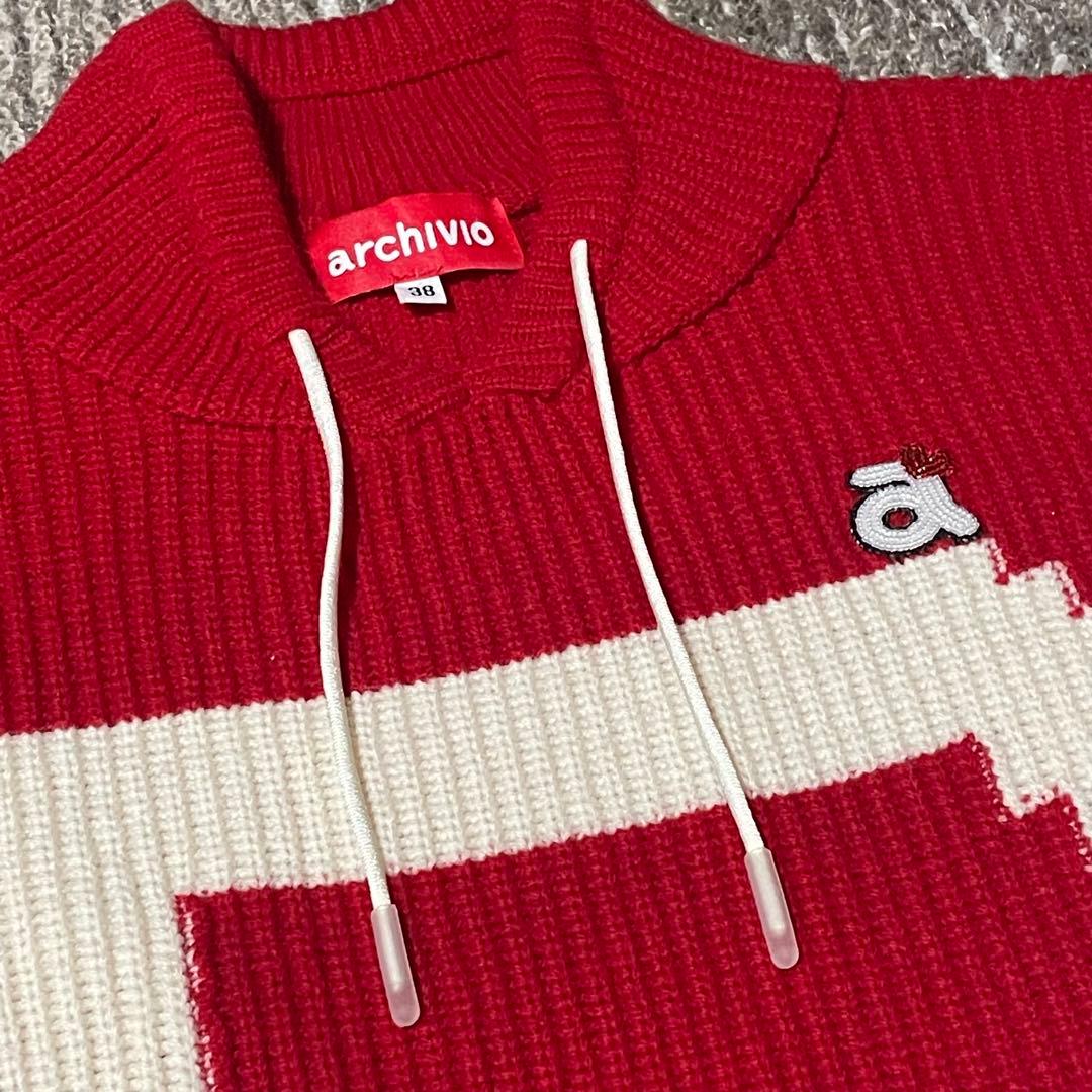 アルチビオ 長袖ニット ビッグロゴ 赤 レッド トップス ゴルフウェア