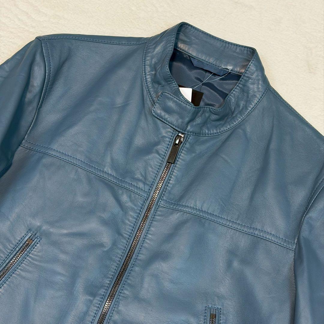 新品 2023年モデル JOSEPH ライダースジャケット ラムレザー ブルー