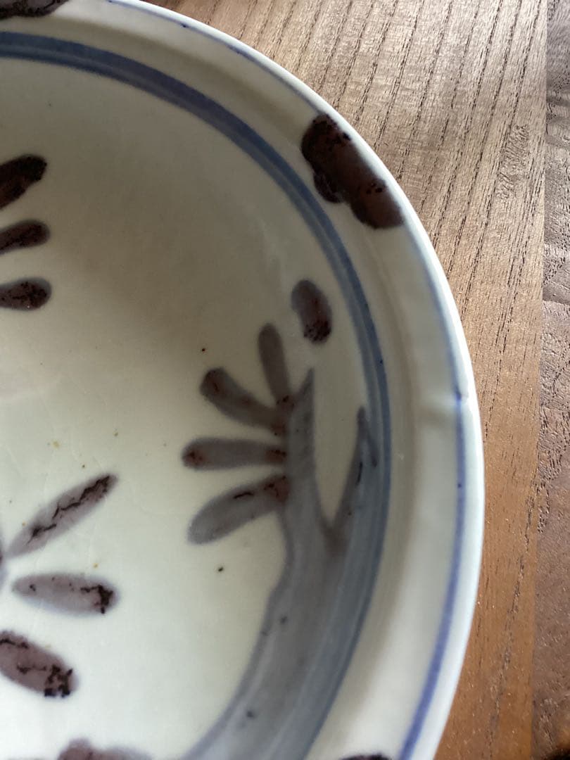 古美術骨董品　初期伊万里　染め付け花柄　幅21cm 江戸前期