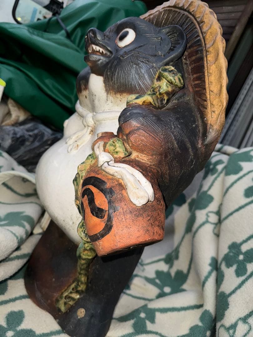 NO.2446 信楽焼 開運狸 たぬき タヌキ 置物 高さ約65cm 陶器 中古