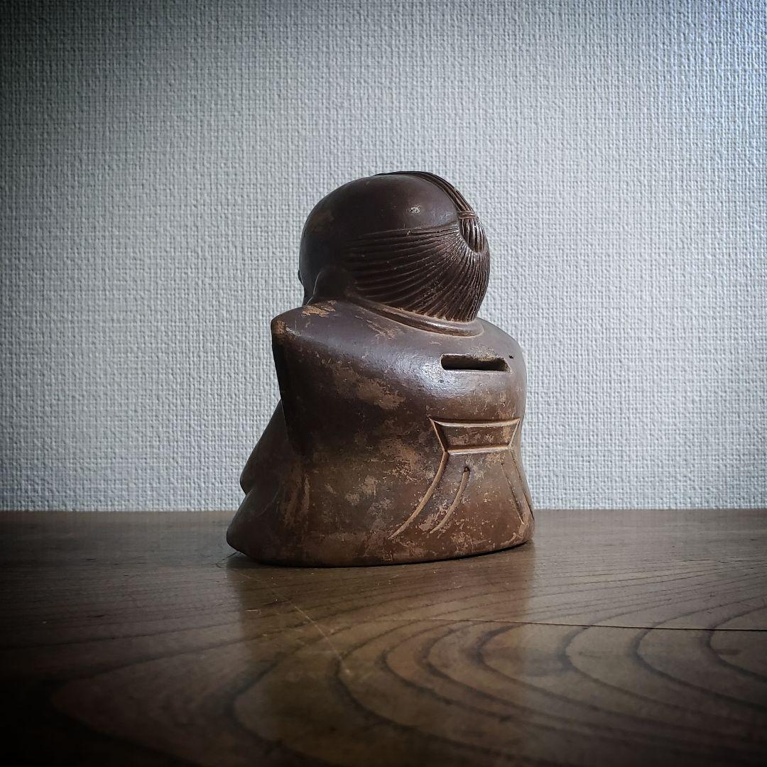 福助 古備前 貯金箱 縁起物 アンティーク 昭和レトロ 骨董品 明治 大正