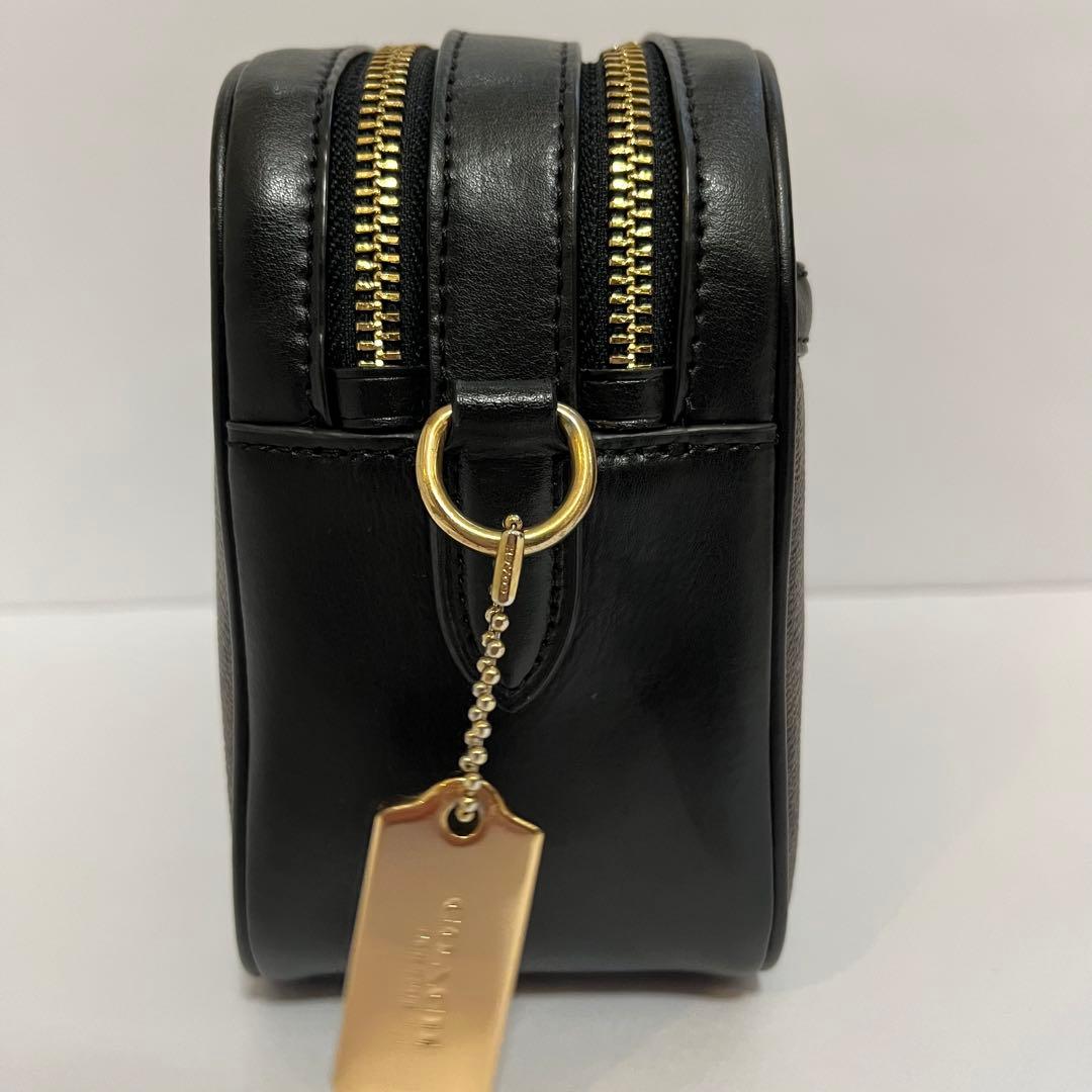 極美品✨コーチ　カメラバッグ　ショルダーバッグ　ダブルジップ　PVCレザー　黒
