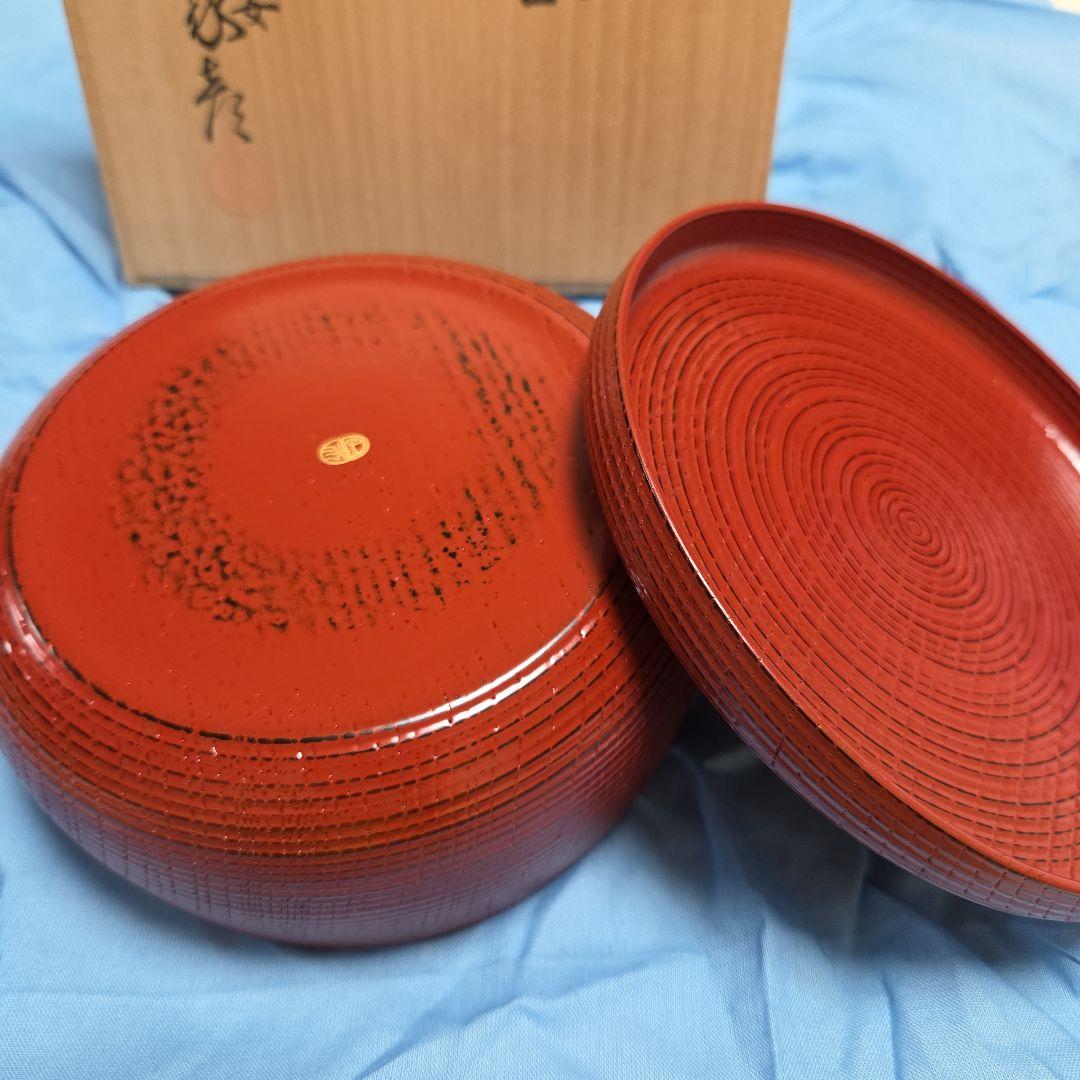 象彦/赤色 漆器 菓子器 丸型