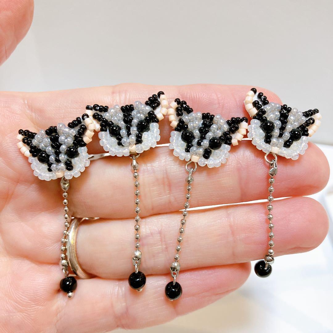 専用☆ビーズ刺繍ピアス ハンドメイドピアス 動物モチーフ アニマルピアス