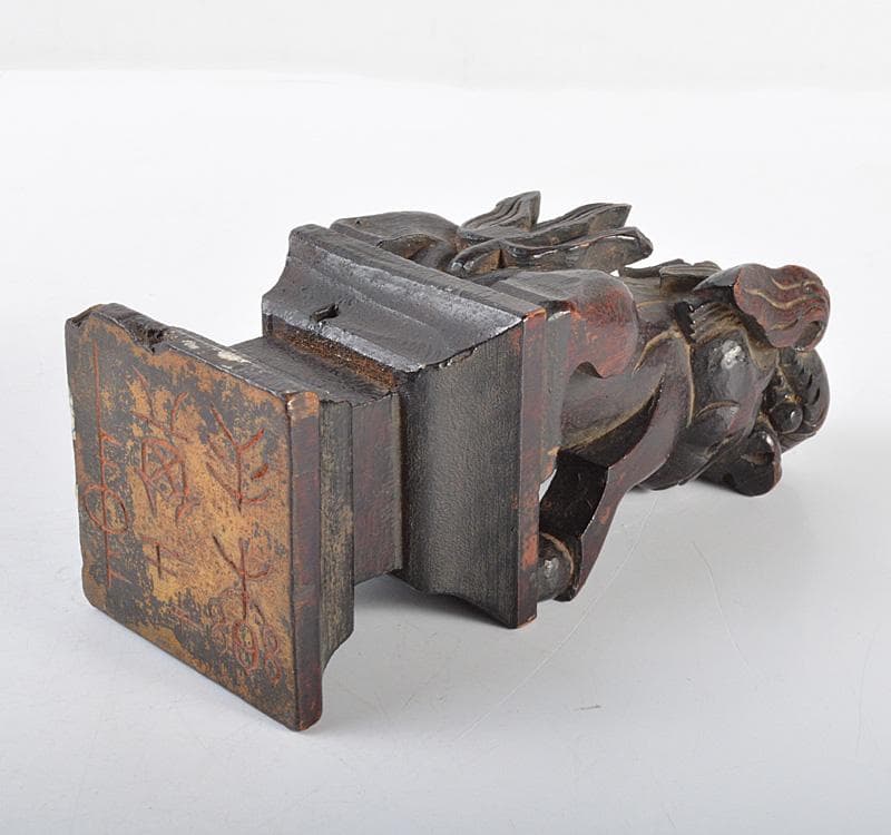 中国 唐木紫檀製 獅子鈕印材 置物 M R4624