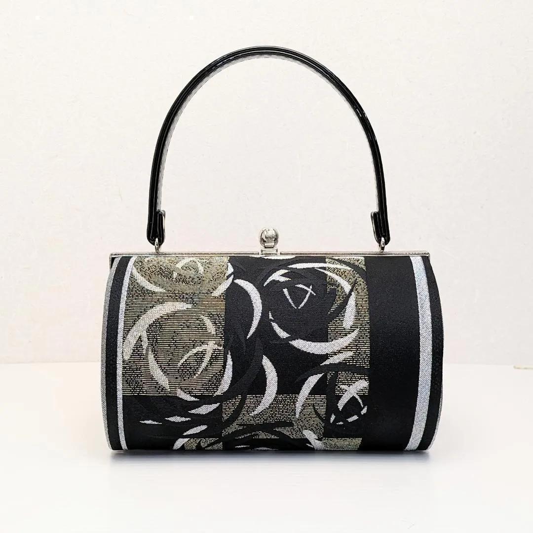 和装 草履バッグセット 帯地 モダン 黒×金 3枚芯 フリーサイズ k16-3