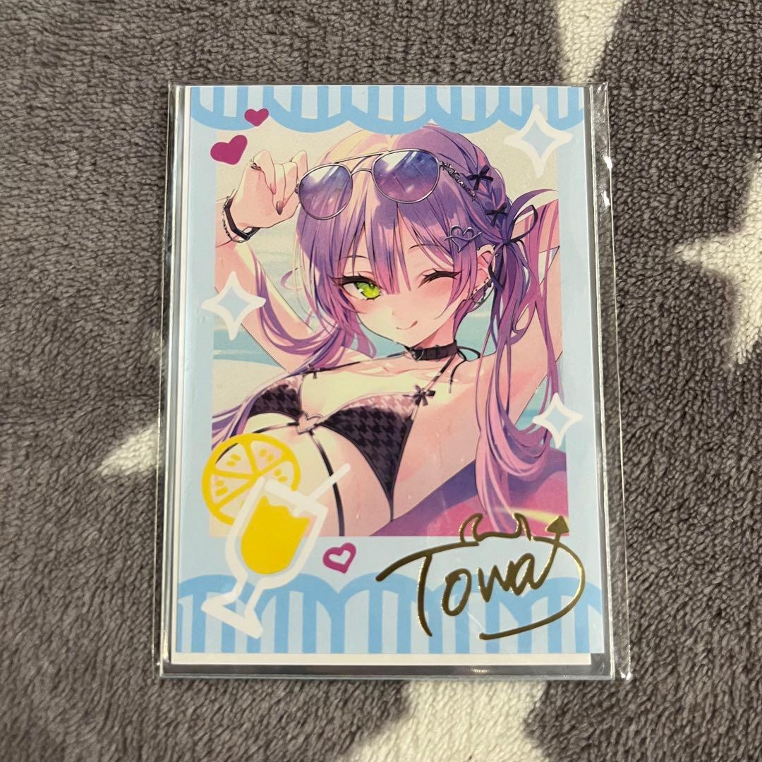 常闇トワ 誕生日 2024 箔押し複製サイン チェキ風ブロマイドカード