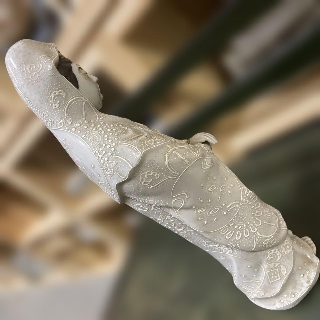 九谷焼白絵付け金彩観音 石川県 日本美術 骨董品 アンティーク