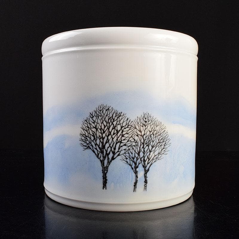 中国 景徳鎮製 徐江雲作 新彩筆筒 作品證書付 共箱 M