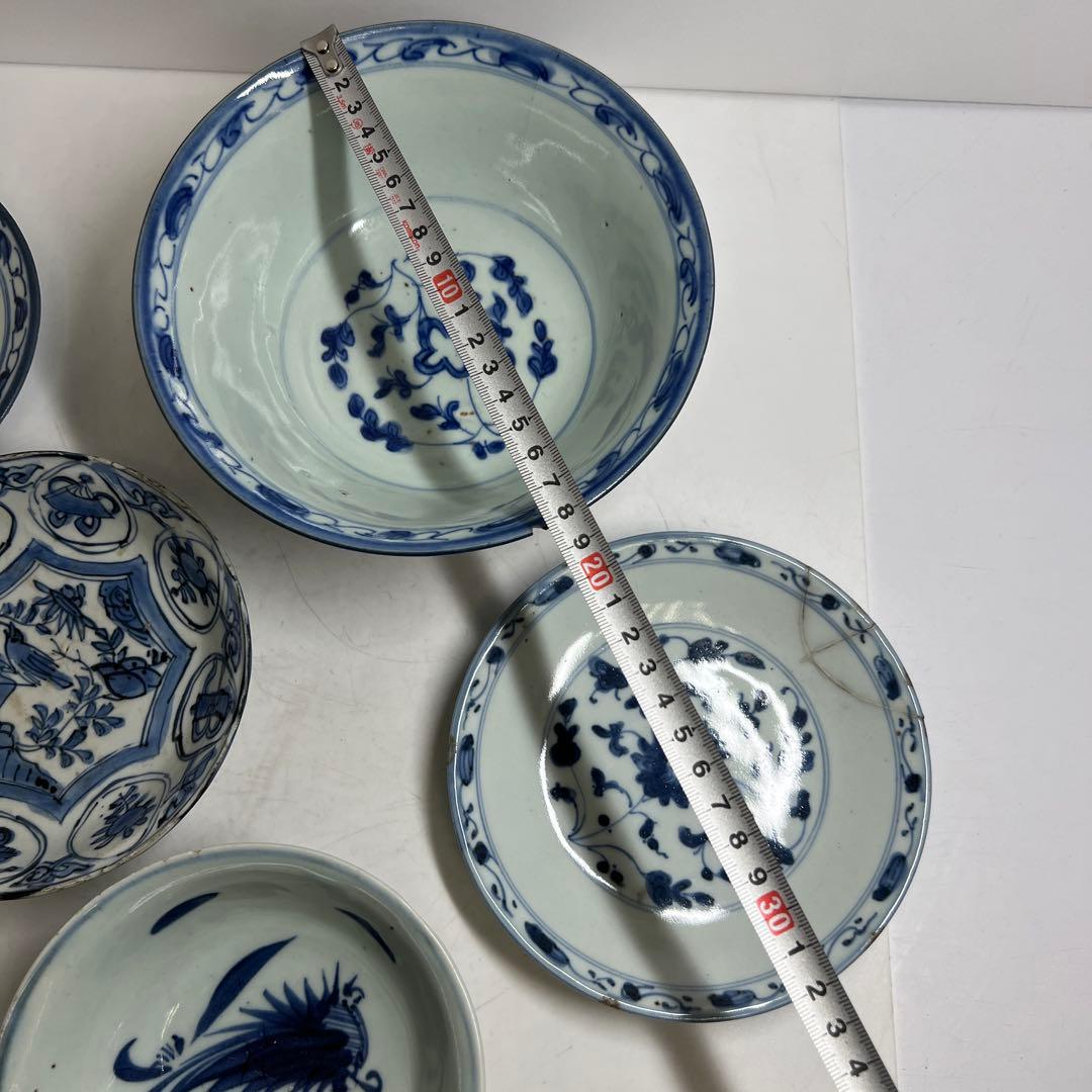 中国明末清朝時代 青草鉢、皿色々 口径約14~18㎝ 東