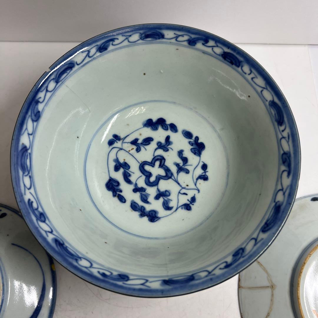 中国明末清朝時代 青草鉢、皿色々 口径約14~18㎝ 東