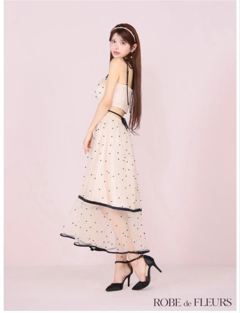 ROBE de FLEURS ドット柄マキシドレス fm3298