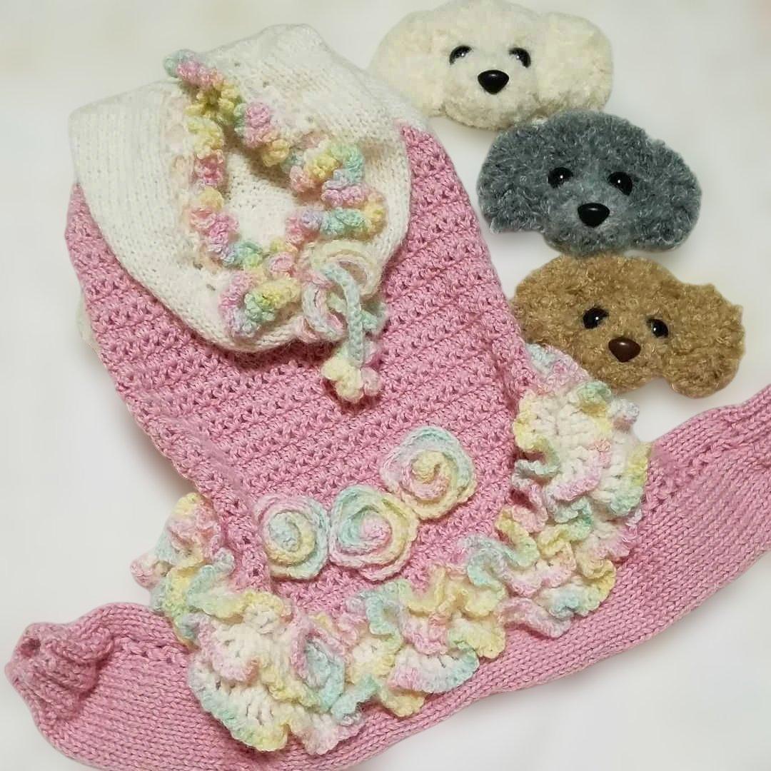 犬服♪手編み♪3名様オーダー受付終了致しましたm(__)m - メルカリ