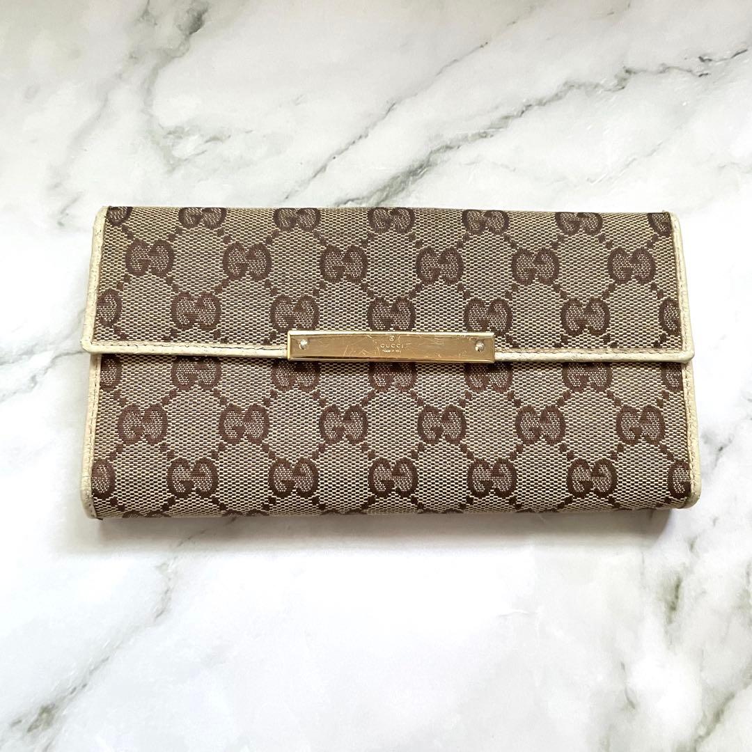 グッチ 長財布 GGキャンバス ロゴプレート Wホック 0124-④ - メルカリ