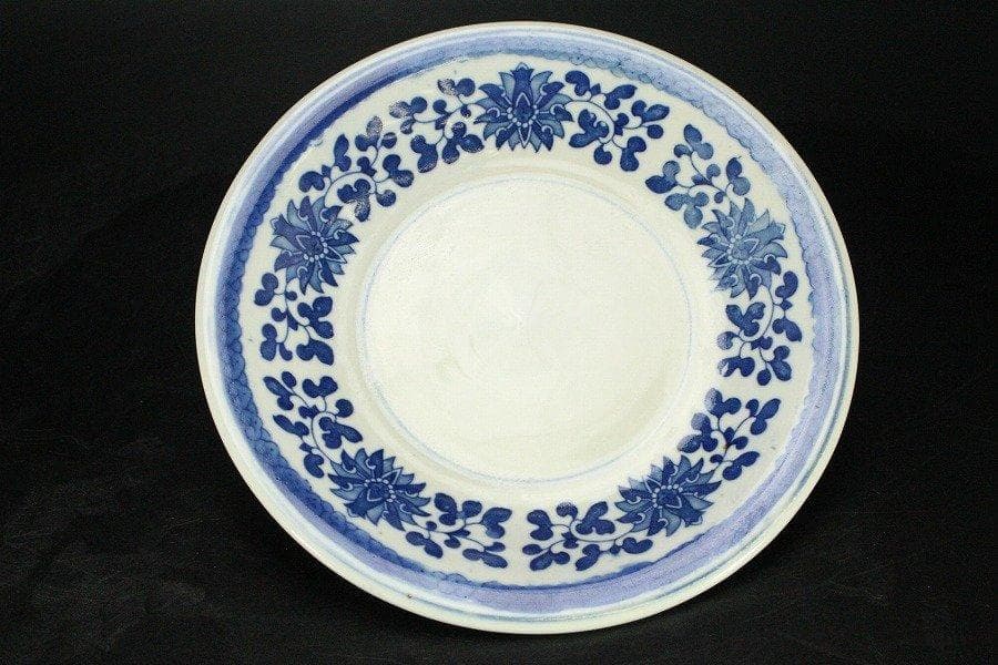 中国美術 青花 纏枝蓮花紋 花盆 盆盤 景徳鎮製 款