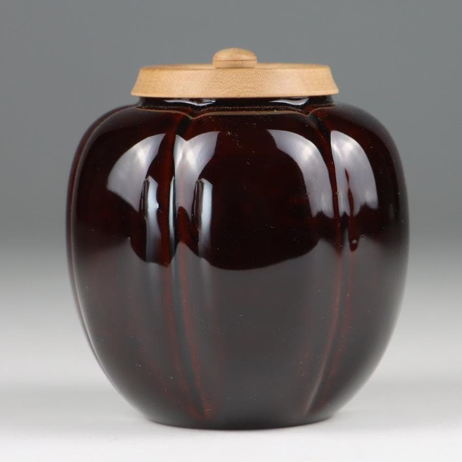 Y2888-3 茶道具 中村宗悦 如心斎好写 阿古陀茶入 共箱・仕