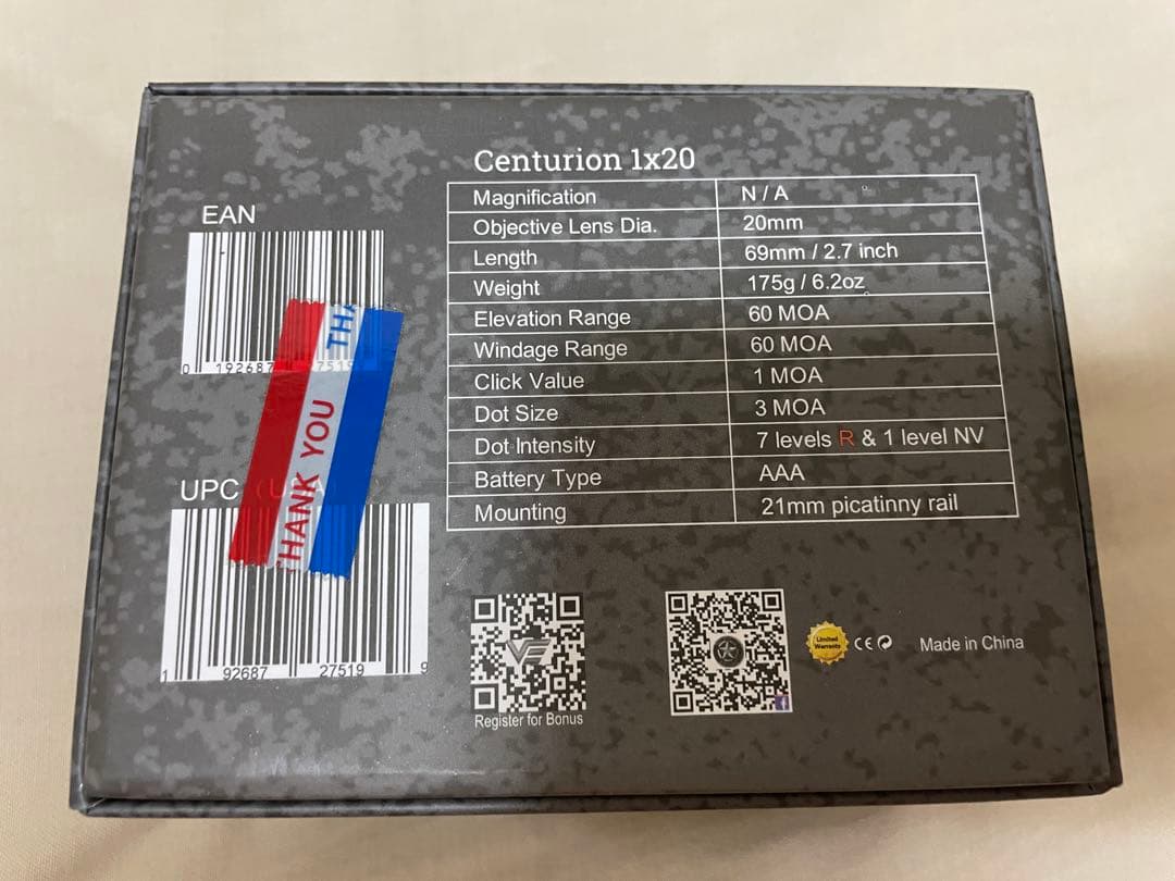 VectorOptics Centurion 1×20 SCRD-33