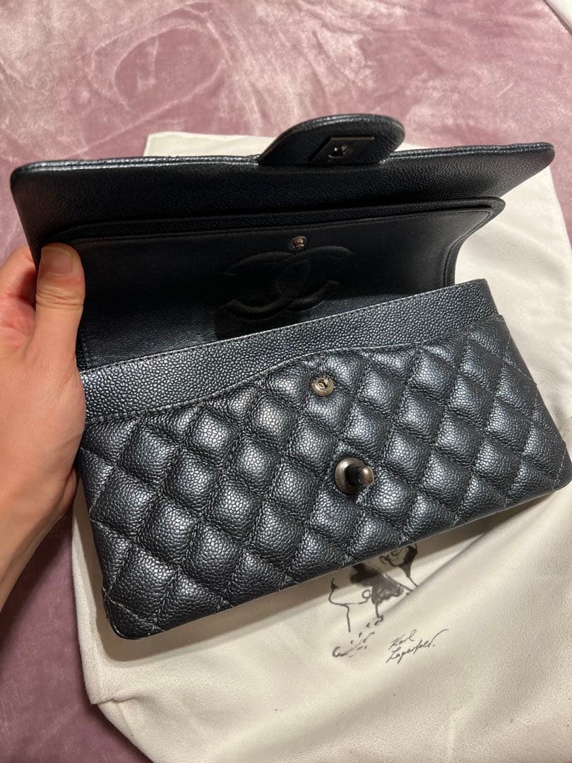 CHANEL マトラッセ キャビアスキン チェーンショルダーバッグ ダークグレー