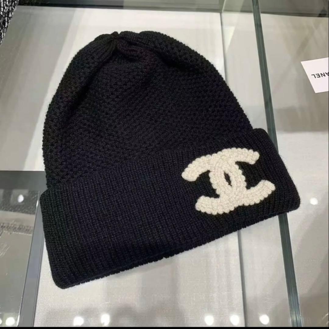 CHANEL 入手困難 大人気♡ ニット帽 ブラック ホリデーラッピング