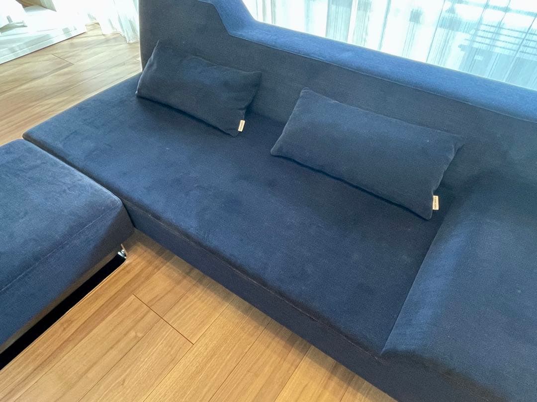 【最安値】フランネルソファ シエスタ 2.5人掛け ネイビー
