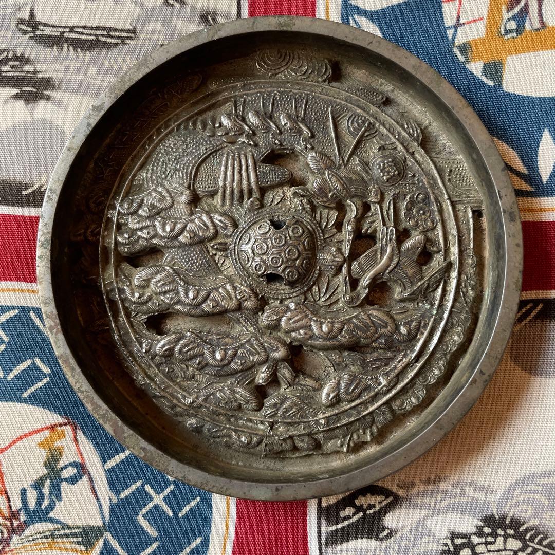 青銅鏡 鶴 亀 松