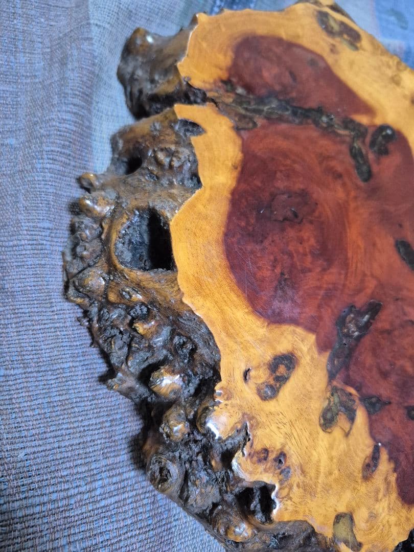 約2.1㎏ 花梨 瘤杢 天然木 花台 敷板 香台 盆栽台