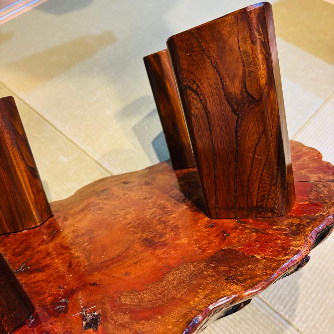 花梨 一枚板 天然木 花台 テーブル ローテーブル 瘤 座卓 飾り台