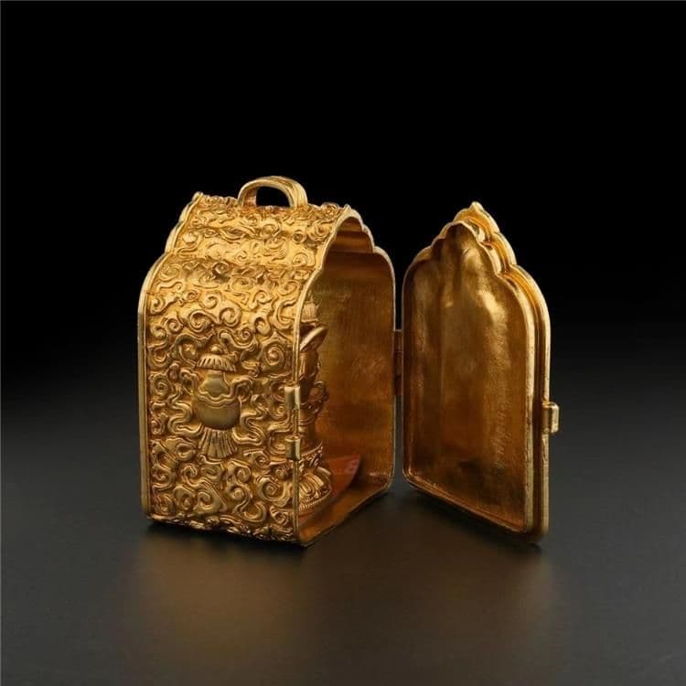 銅 細工 小さな仏壇 工芸品 美術品 置物