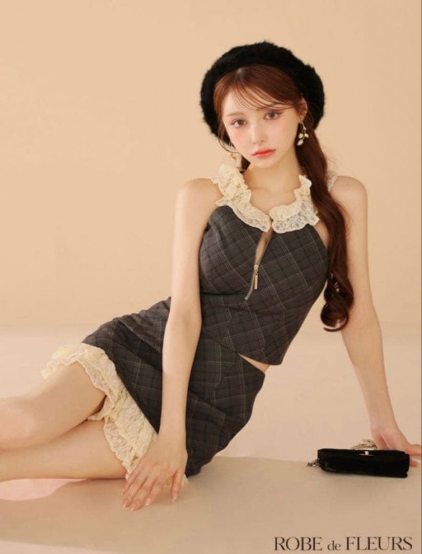 ROBE de FLEURS チェック柄タイトドレス