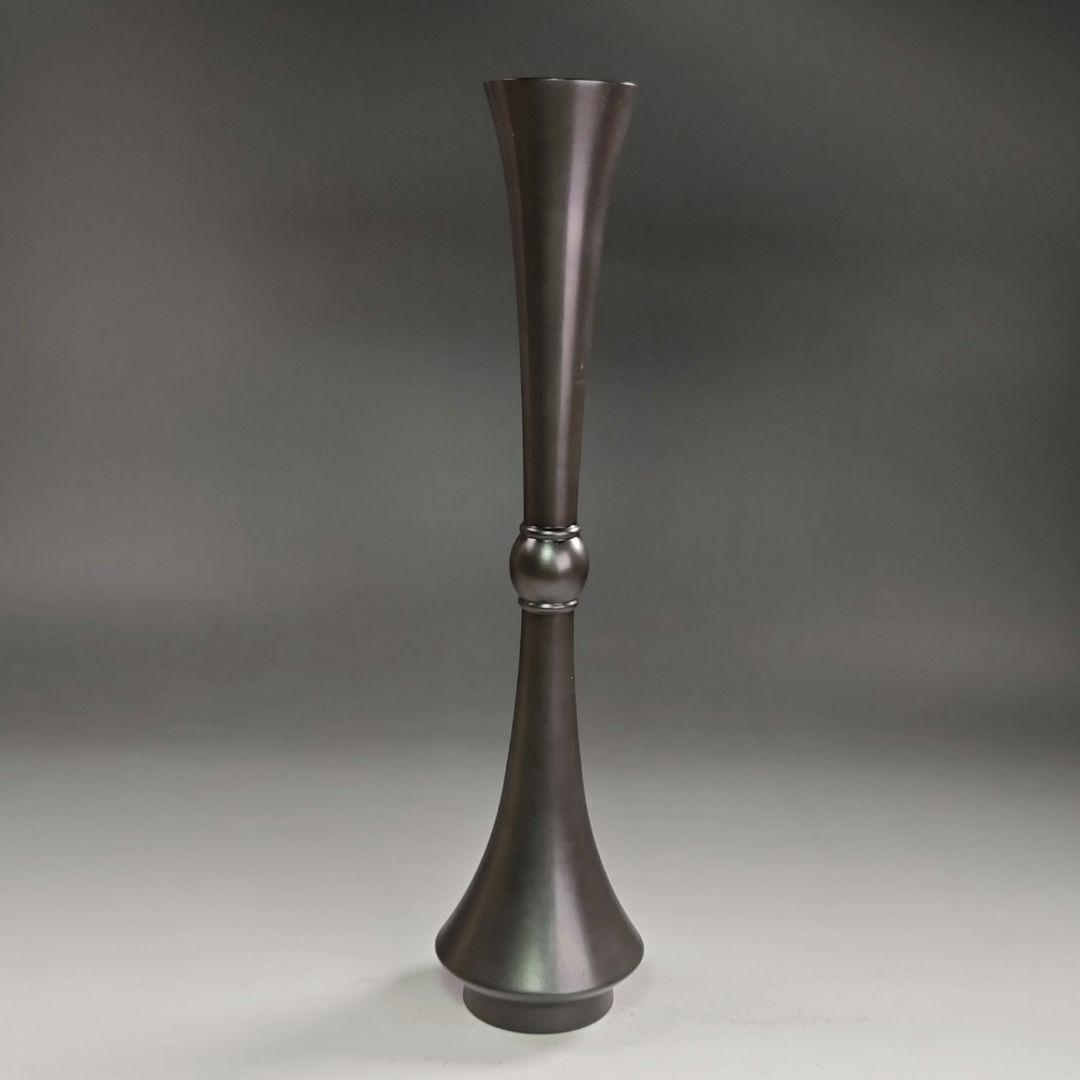 ウ217 花瓶『能作一佳作』『唐銅 把綿 花入 共箱』花器