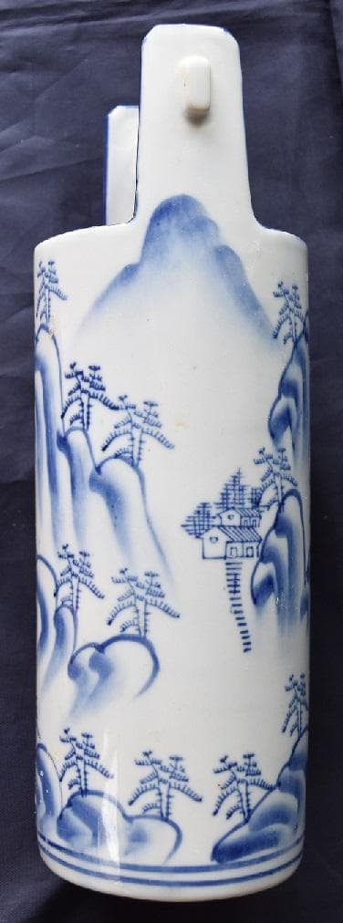 古美術・宝財、時代物、染色山水画、手瓶型花入れ、置物陶芸、手桶、花器