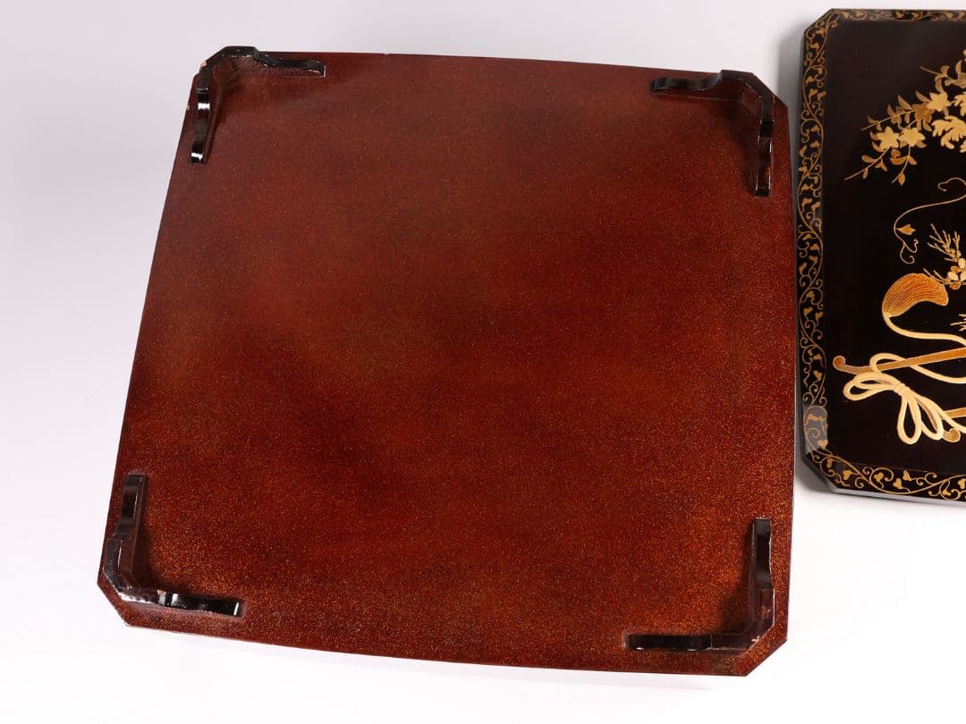 【MA699】加賀蒔絵 饅羹重 内梨地 花車 金蒔絵 木製漆器 饅頭箱 菓子器