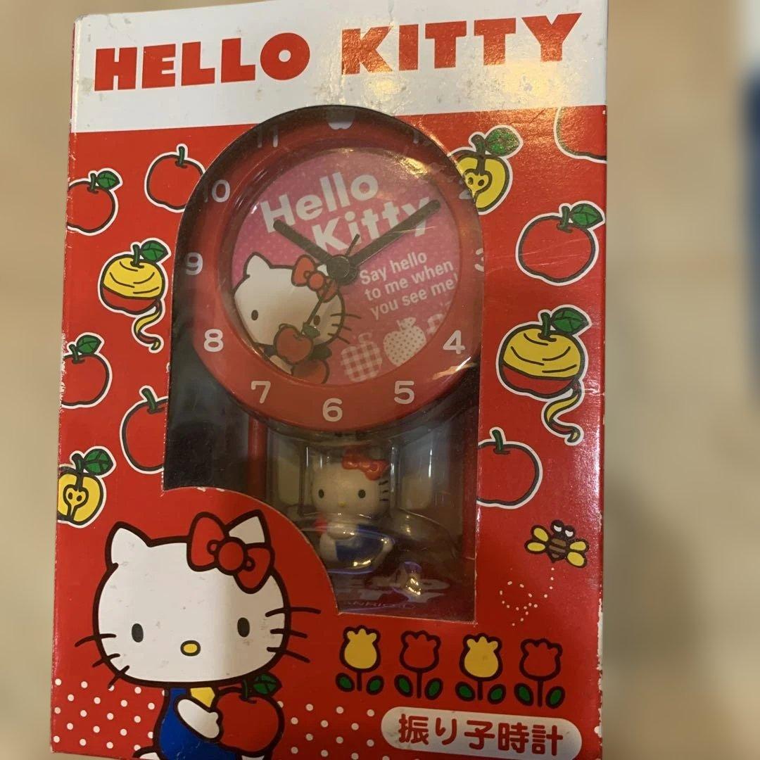 ハローキティ ミニ振り子時計 レトロ 箱つき - メルカリ