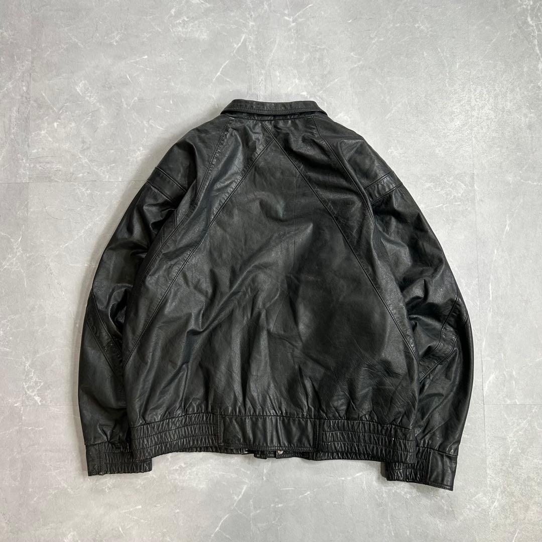 80s OLD レザージャケット ドリズラー スウィングトップ 短丈 古着 黒