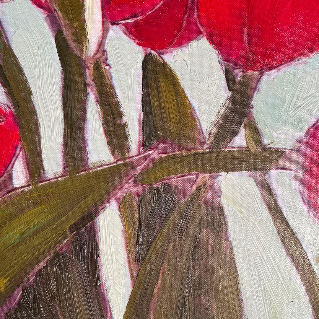 手書き油絵 チューリップ 額付 絵画 インテリア 油彩画