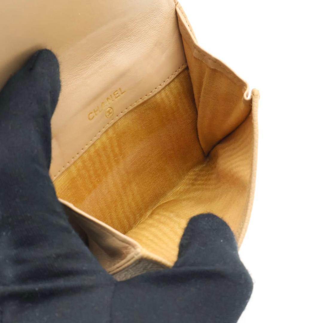 【極美品】CHANEL Wホック　二つ折り財布　ココマーク　キャビアスキン