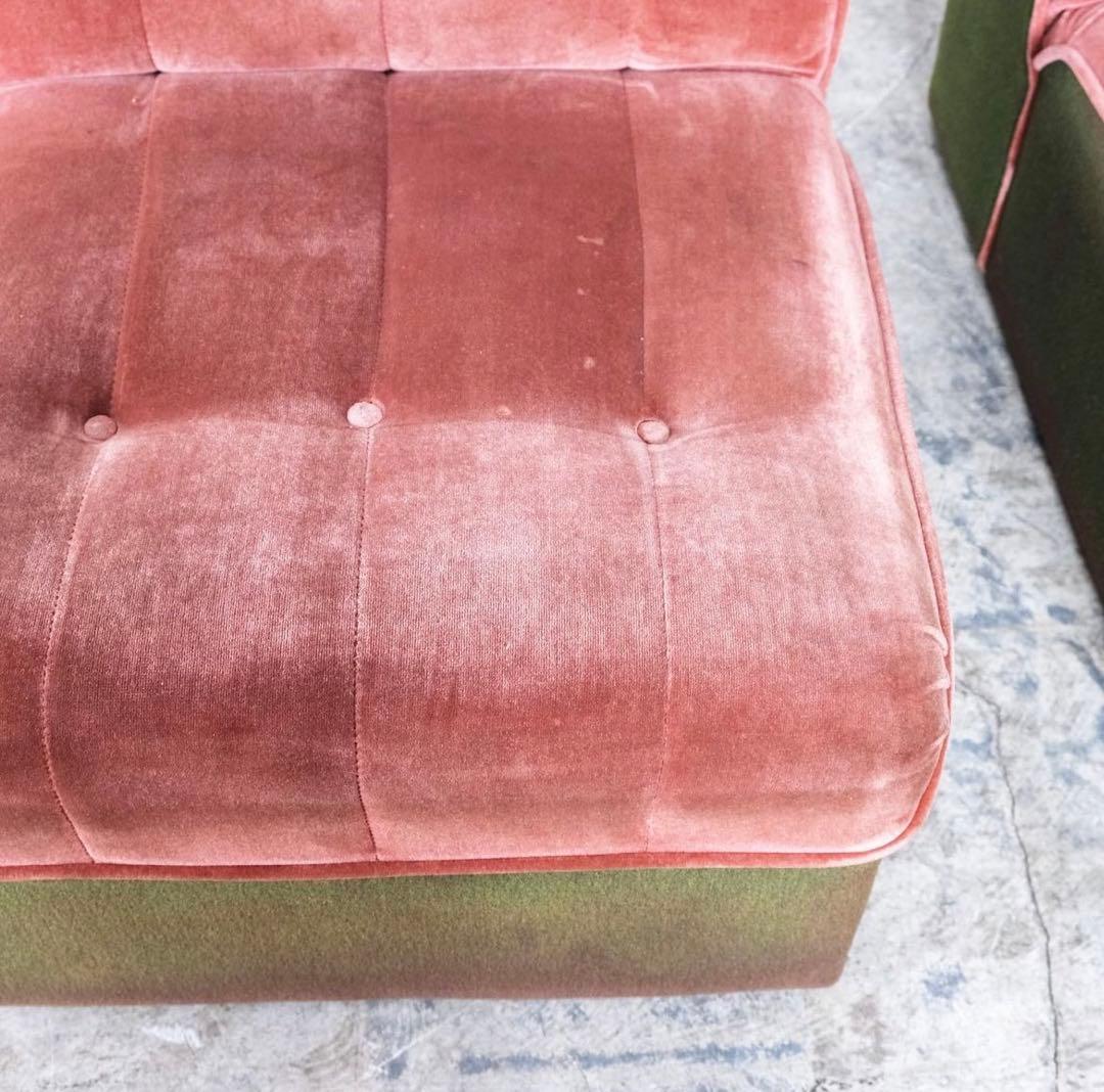 Nehann.|バイカラーベロアソファ；2シーター